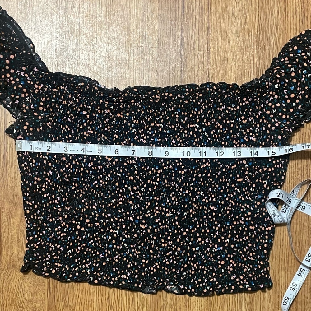 Smocked Top crop top feminine floral black - Picture 7 of 7
